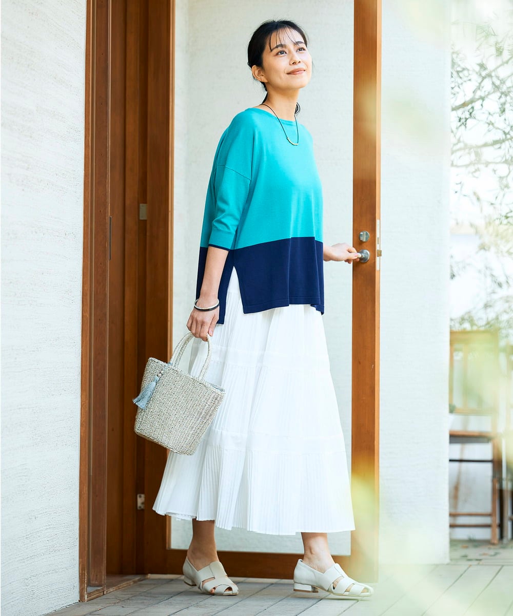 K2HGD25059 a.v.v(アー・ヴェ・ヴェ) 【洗える】ティアードプリーツスカート カーキ