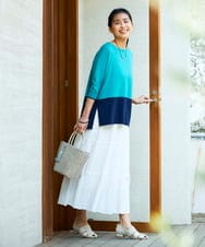 K2HGD25059 a.v.v(アー・ヴェ・ヴェ) 【洗える】ティアードプリーツスカート カーキ