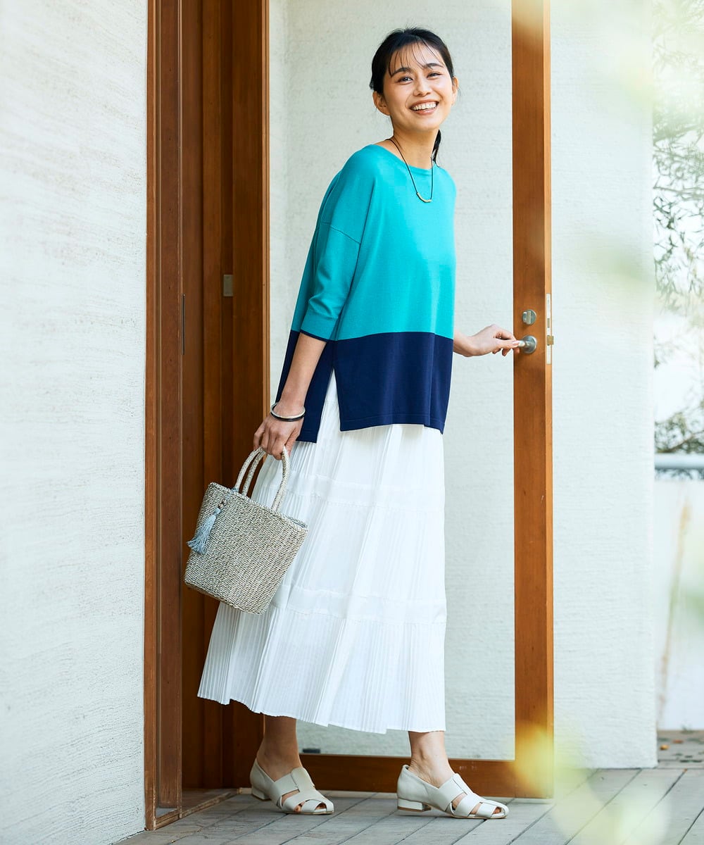 K2HGD25059 a.v.v(アー・ヴェ・ヴェ) 【洗える】ティアードプリーツスカート カーキ