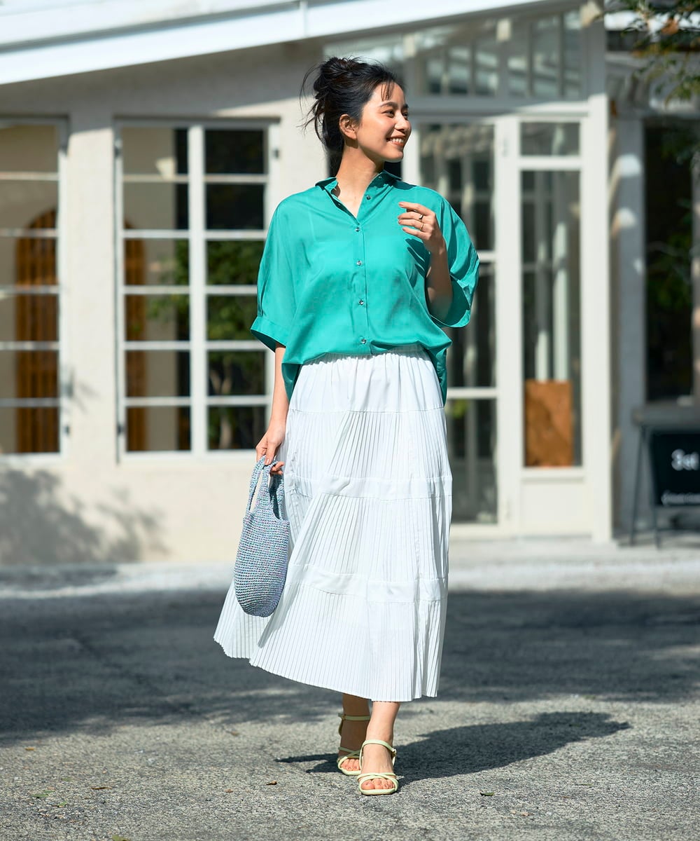 K2HGD25059 a.v.v(アー・ヴェ・ヴェ) 【洗える】ティアードプリーツスカート カーキ