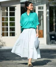 K2HGD25059 a.v.v(アー・ヴェ・ヴェ) 【洗える】ティアードプリーツスカート カーキ