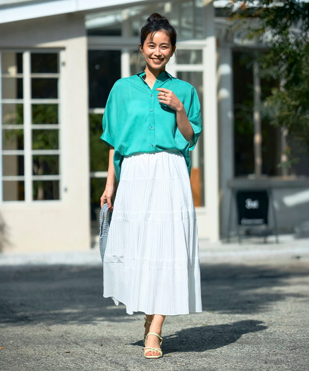 K2HGD25059 a.v.v(アー・ヴェ・ヴェ) 【洗える】ティアードプリーツスカート カーキ