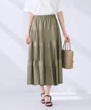 K2HGD25059 a.v.v(アー・ヴェ・ヴェ) 【洗える】ティアードプリーツスカート カーキ