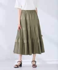 K2HGD25059 a.v.v(アー・ヴェ・ヴェ) 【洗える】ティアードプリーツスカート カーキ