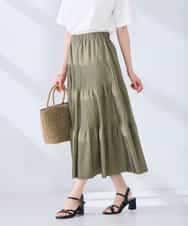 K2HGD25059 a.v.v(アー・ヴェ・ヴェ) 【洗える】ティアードプリーツスカート カーキ