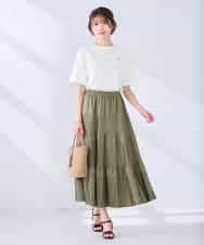 K2HGD25059 a.v.v(アー・ヴェ・ヴェ) 【洗える】ティアードプリーツスカート カーキ