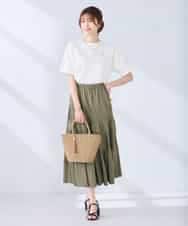 K2HGD25059 a.v.v(アー・ヴェ・ヴェ) 【洗える】ティアードプリーツスカート カーキ