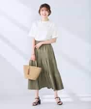 K2HGD25059 a.v.v(アー・ヴェ・ヴェ) 【洗える】ティアードプリーツスカート カーキ