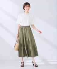 K2HGD25059 a.v.v(アー・ヴェ・ヴェ) 【洗える】ティアードプリーツスカート カーキ