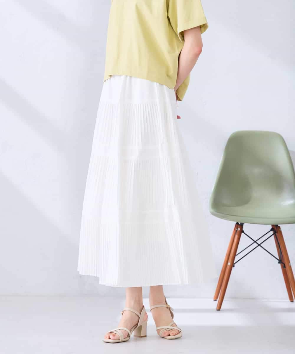 K2HGD25059 a.v.v(アー・ヴェ・ヴェ) 【洗える】ティアードプリーツスカート カーキ