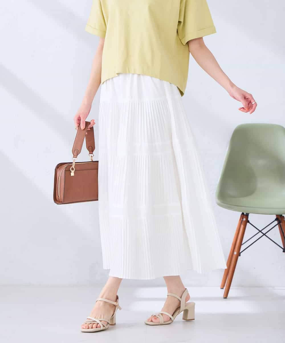 K2HGD25059 a.v.v(アー・ヴェ・ヴェ) 【洗える】ティアードプリーツスカート カーキ