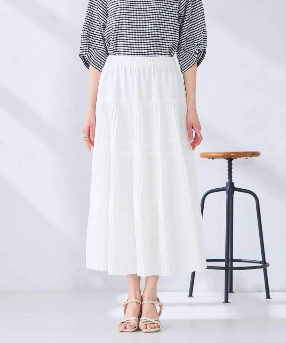 K2HGD25059 a.v.v(アー・ヴェ・ヴェ) 【洗える】ティアードプリーツスカート カーキ