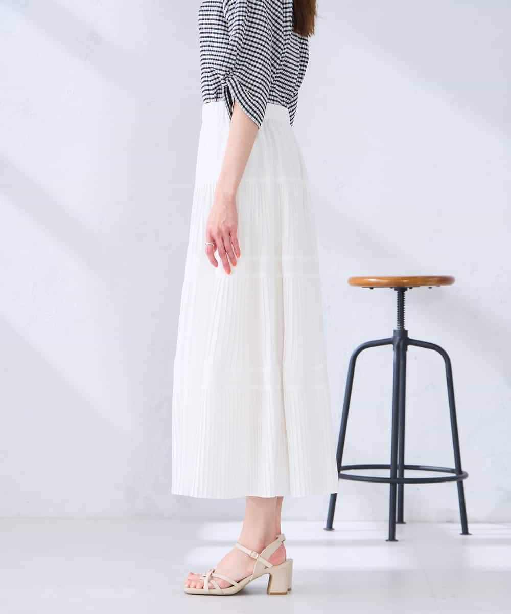 K2HGD25059 a.v.v(アー・ヴェ・ヴェ) 【洗える】ティアードプリーツスカート カーキ