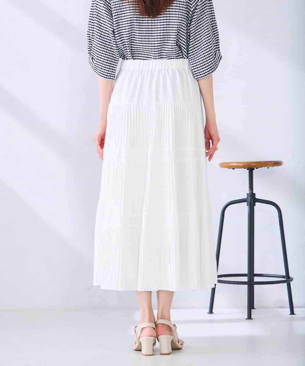 K2HGD25059 a.v.v(アー・ヴェ・ヴェ) 【洗える】ティアードプリーツスカート カーキ