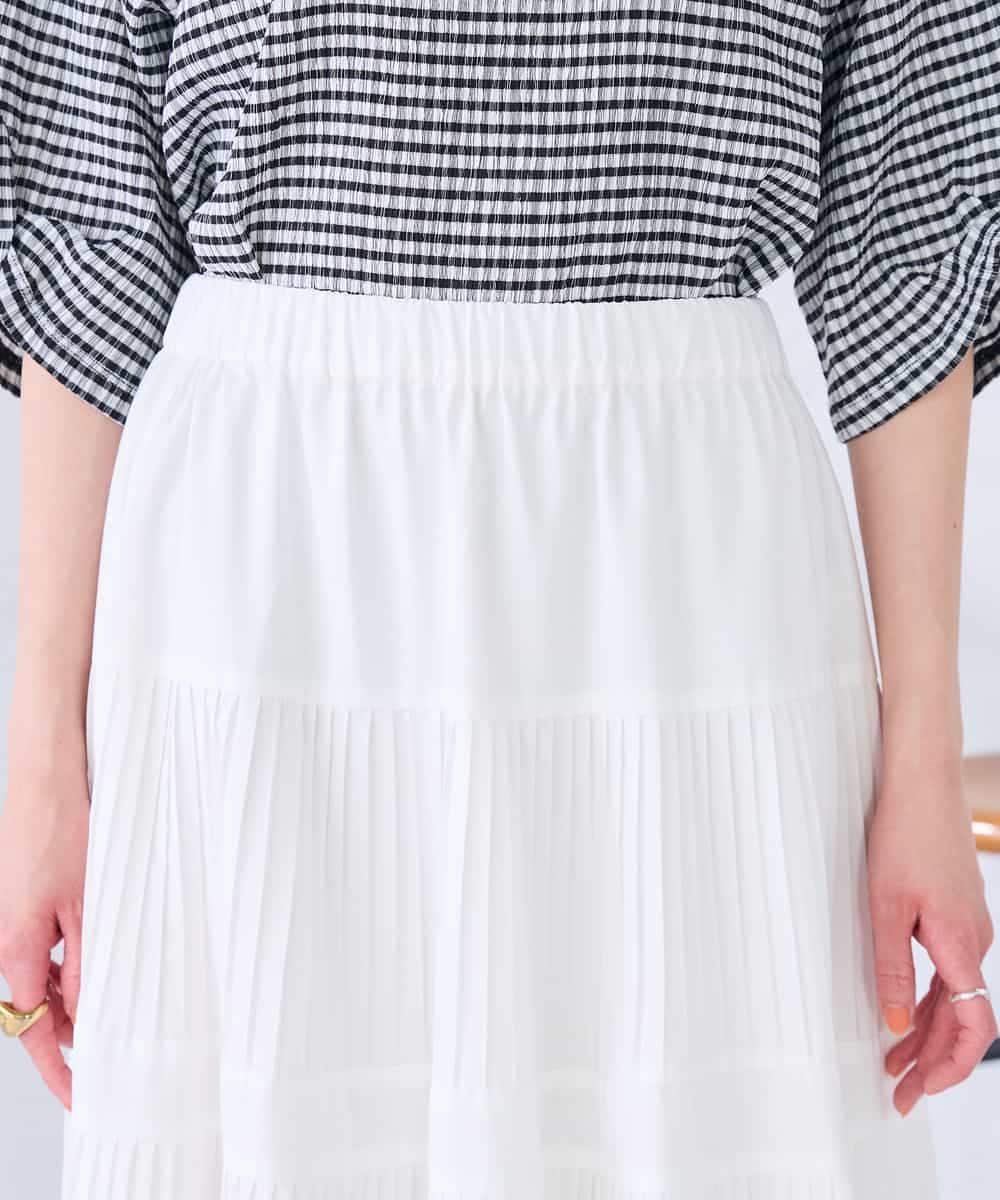 K2HGD25059 a.v.v(アー・ヴェ・ヴェ) 【洗える】ティアードプリーツスカート カーキ