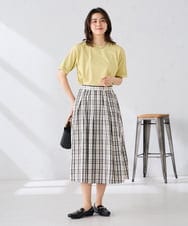 K2HGD26059 a.v.v(アー・ヴェ・ヴェ) 【洗える】メモリーチェックタフタスカート アイボリー