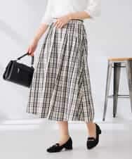 K2HGD26059 a.v.v(アー・ヴェ・ヴェ) 【洗える】メモリーチェックタフタスカート アイボリー