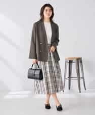 K2HGD26059 a.v.v(アー・ヴェ・ヴェ) 【洗える】メモリーチェックタフタスカート アイボリー