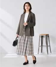 K2HGD26059 a.v.v(アー・ヴェ・ヴェ) 【洗える】メモリーチェックタフタスカート アイボリー