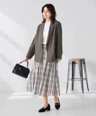 K2HGD26059 a.v.v(アー・ヴェ・ヴェ) 【洗える】メモリーチェックタフタスカート アイボリー