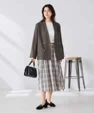 K2HGD26059 a.v.v(アー・ヴェ・ヴェ) 【洗える】メモリーチェックタフタスカート アイボリー