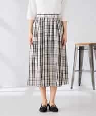 K2HGD26059 a.v.v(アー・ヴェ・ヴェ) 【洗える】メモリーチェックタフタスカート アイボリー