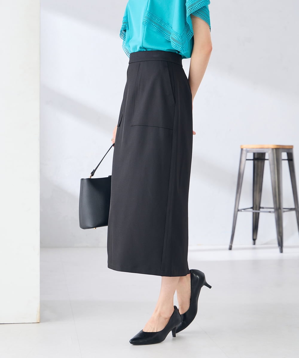 K2HGD28059 a.v.v(アー・ヴェ・ヴェ) 【洗える】ストレッチナロースカート グレージュ