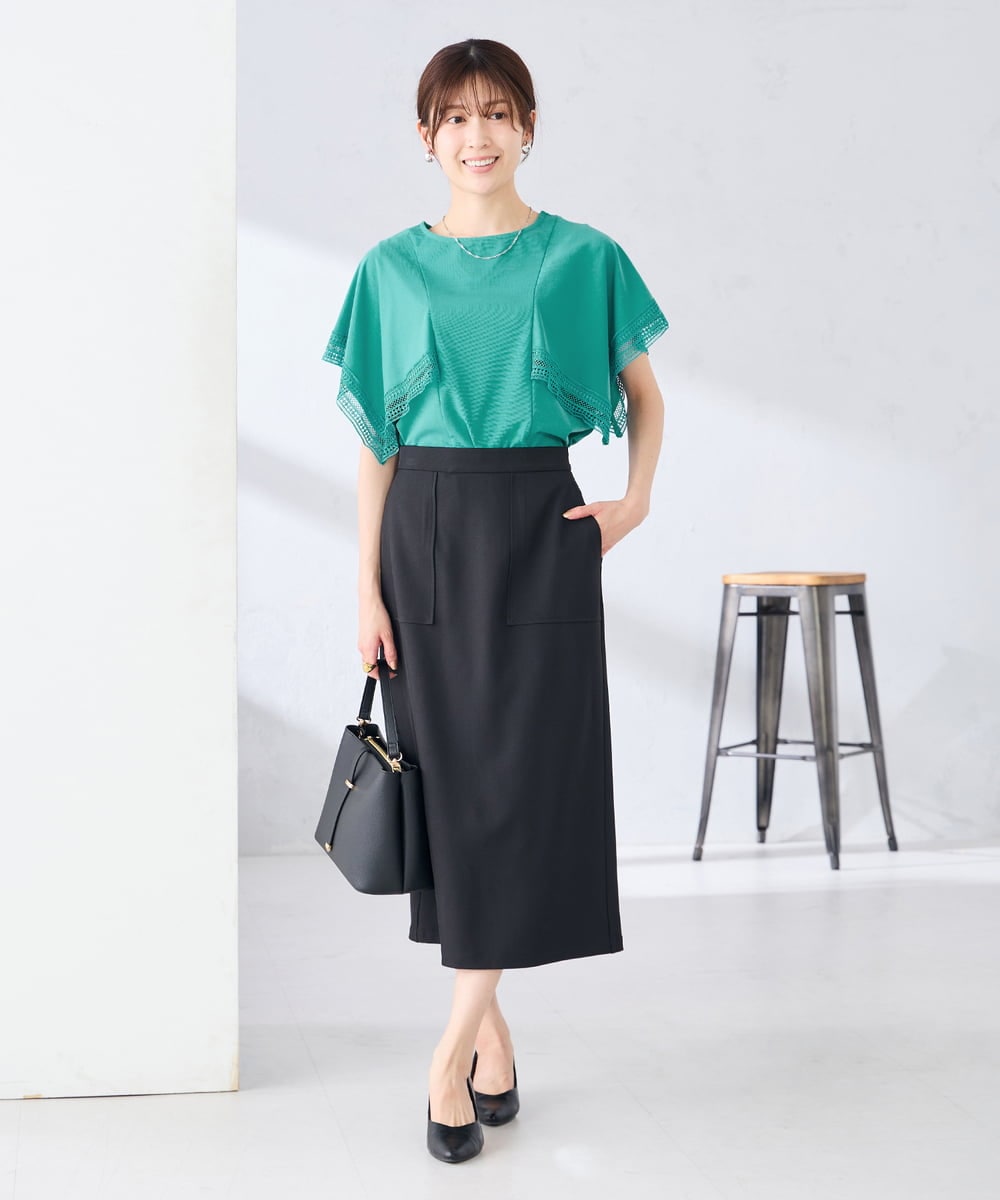 K2HGD28059 a.v.v(アー・ヴェ・ヴェ) 【洗える】ストレッチナロースカート グレージュ