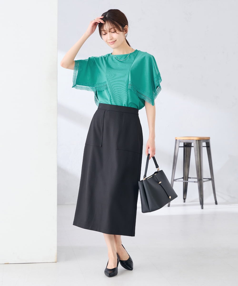 K2HGD28059 a.v.v(アー・ヴェ・ヴェ) 【洗える】ストレッチナロースカート グレージュ