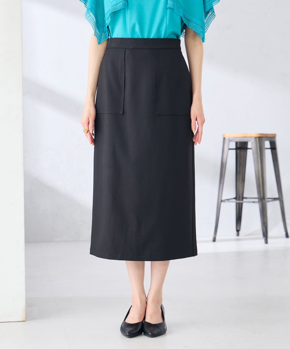 K2HGD28059 a.v.v(アー・ヴェ・ヴェ) 【洗える】ストレッチナロースカート グレージュ