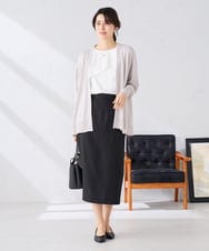 K2HGD28059 a.v.v(アー・ヴェ・ヴェ) 【洗える】ストレッチナロースカート グレージュ