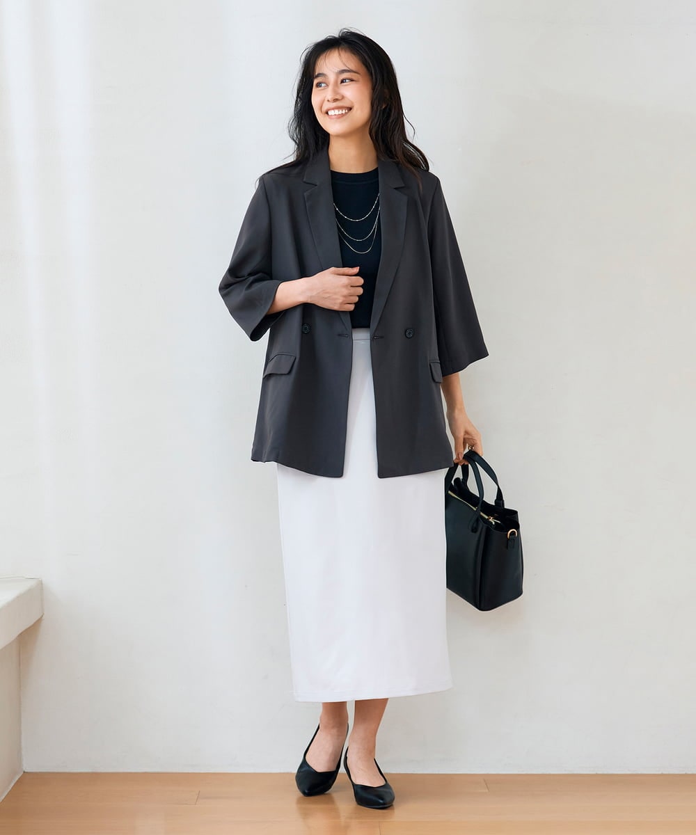 K2HGD28059 a.v.v(アー・ヴェ・ヴェ) 【洗える】ストレッチナロースカート グレージュ