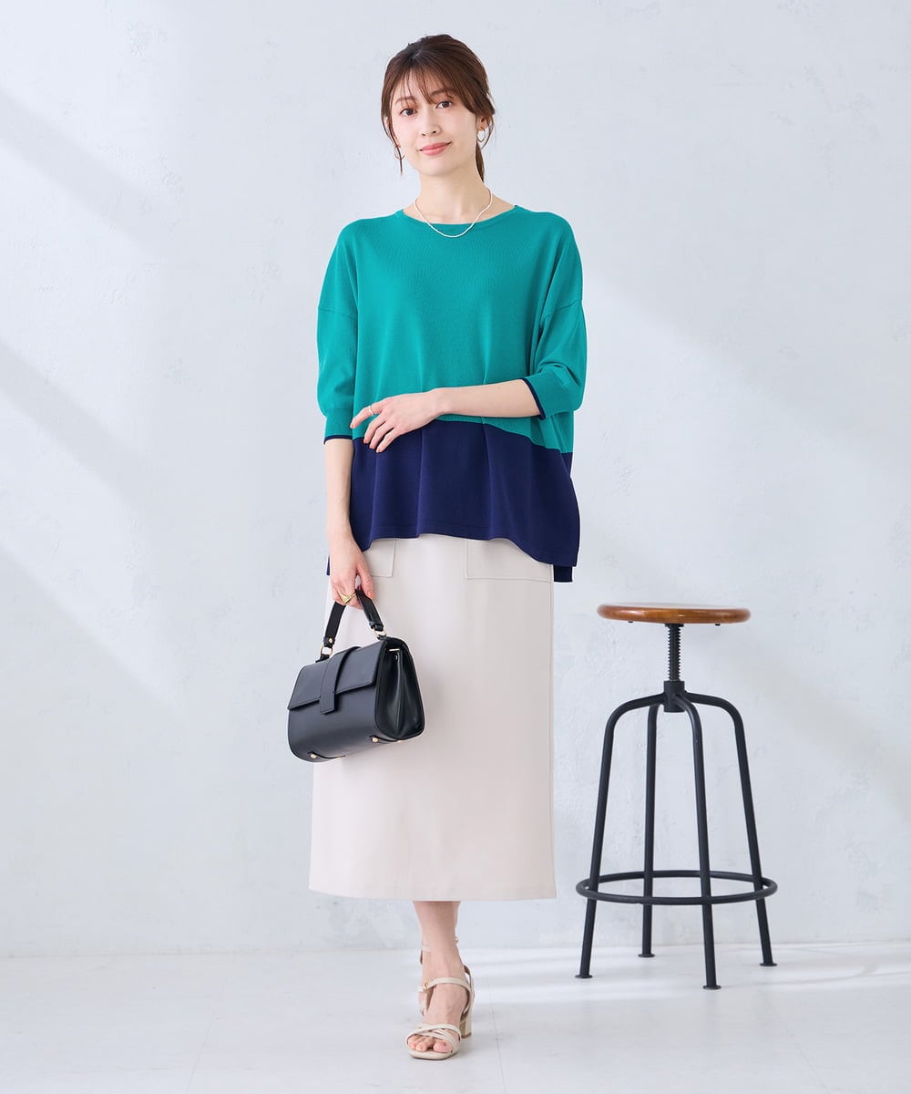 K2HGD28059 a.v.v(アー・ヴェ・ヴェ) 【洗える】ストレッチナロースカート グレージュ