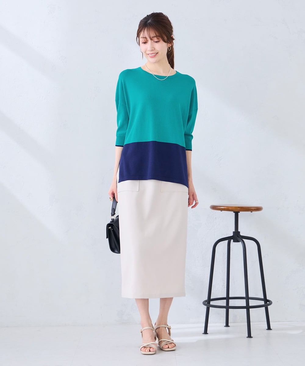 K2HGD28059 a.v.v(アー・ヴェ・ヴェ) 【洗える】ストレッチナロースカート グレージュ