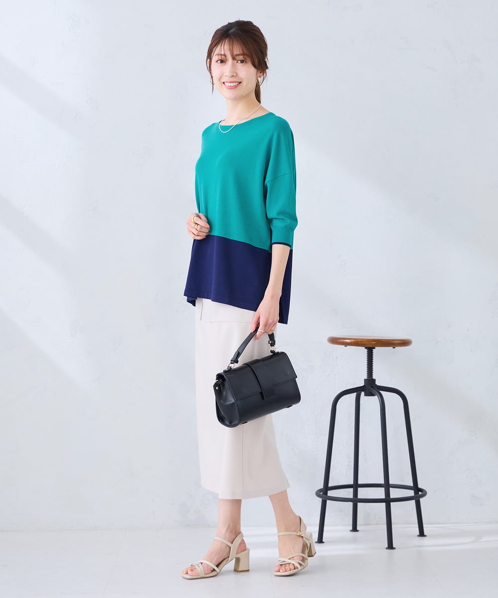 K2HGD28059 a.v.v(アー・ヴェ・ヴェ) 【洗える】ストレッチナロースカート グレージュ