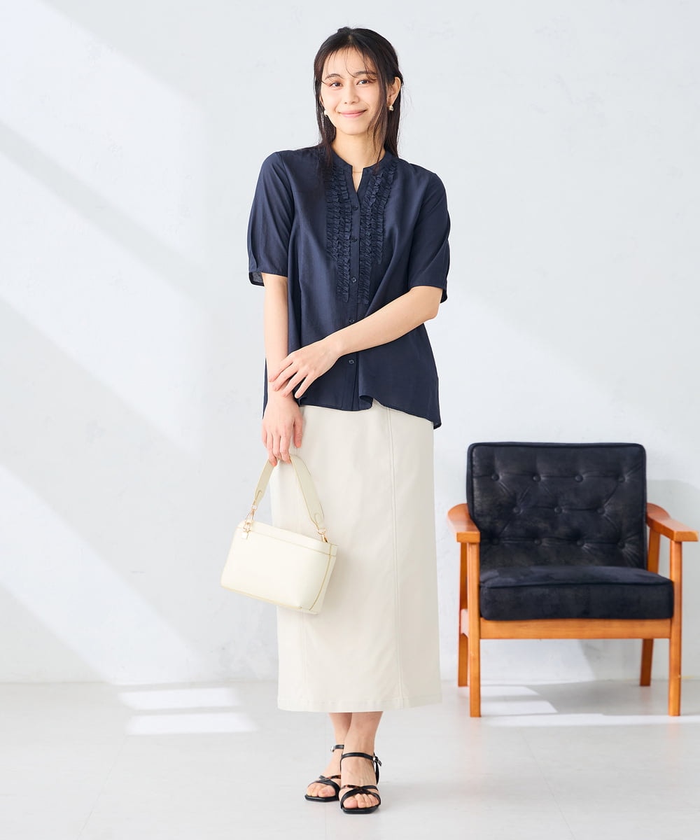 K2HGD28059 a.v.v(アー・ヴェ・ヴェ) 【洗える】ストレッチナロースカート グレージュ