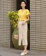 K2HGP45049 a.v.v(アー・ヴェ・ヴェ) 【セットアップ対応/接触冷感シリーズ】ラップ風スカート ネイビー