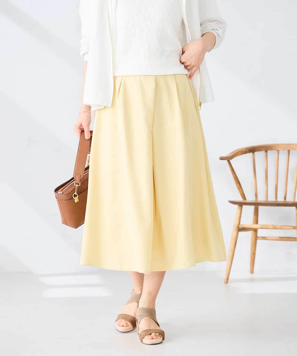 K2HHD31049 a.v.v(アー・ヴェ・ヴェ) 【洗える】フロントタックフレアスカート ライトイエロー
