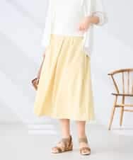 K2HHD31049 a.v.v(アー・ヴェ・ヴェ) 【洗える】フロントタックフレアスカート ライトイエロー