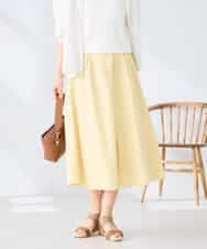 K2HHD31049 a.v.v(アー・ヴェ・ヴェ) 【洗える】フロントタックフレアスカート ライトイエロー