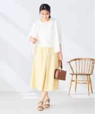 K2HHD31049 a.v.v(アー・ヴェ・ヴェ) 【洗える】フロントタックフレアスカート ライトイエロー