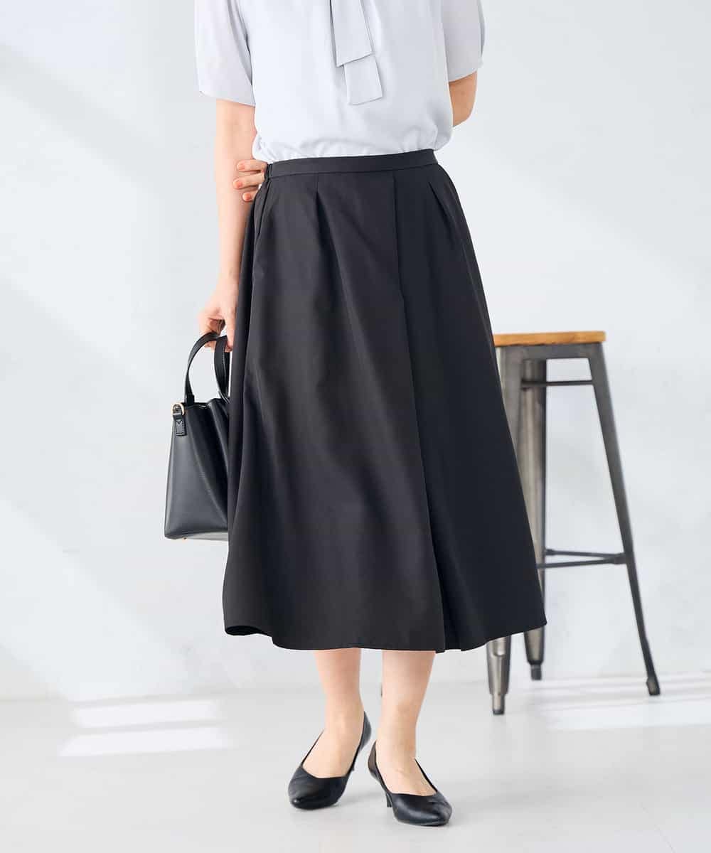 K2HHD31049 a.v.v(アー・ヴェ・ヴェ) 【洗える】フロントタックフレアスカート ライトイエロー