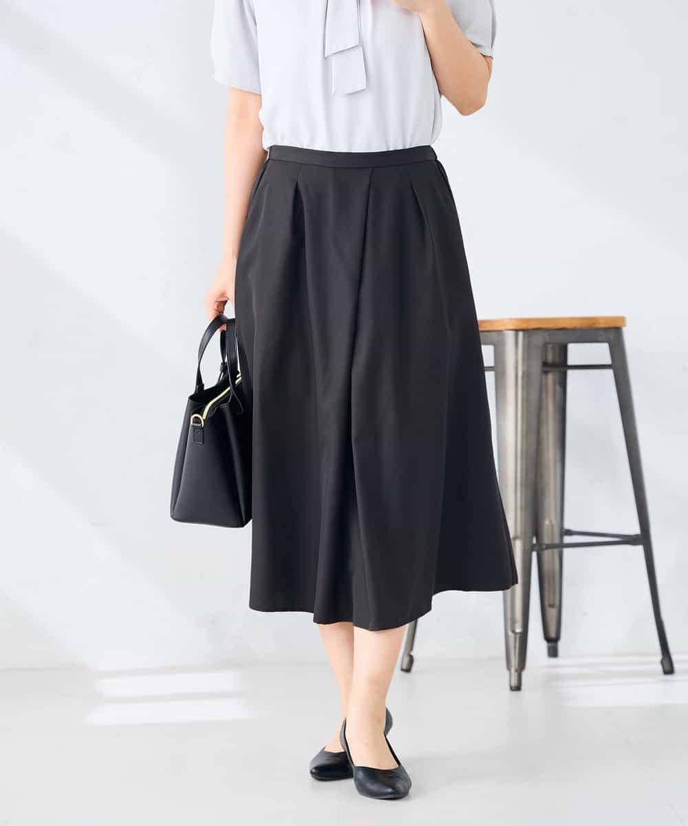 K2HHD31049 a.v.v(アー・ヴェ・ヴェ) 【洗える】フロントタックフレアスカート ライトイエロー