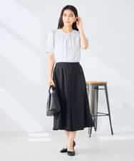 K2HHD31049 a.v.v(アー・ヴェ・ヴェ) 【洗える】フロントタックフレアスカート ライトイエロー