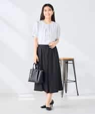 K2HHD31049 a.v.v(アー・ヴェ・ヴェ) 【洗える】フロントタックフレアスカート ライトイエロー