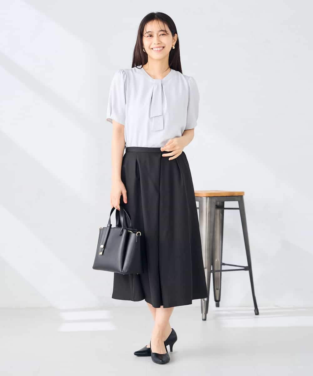 K2HHD31049 a.v.v(アー・ヴェ・ヴェ) 【洗える】フロントタックフレアスカート ライトイエロー