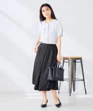 K2HHD31049 a.v.v(アー・ヴェ・ヴェ) 【洗える】フロントタックフレアスカート ライトイエロー