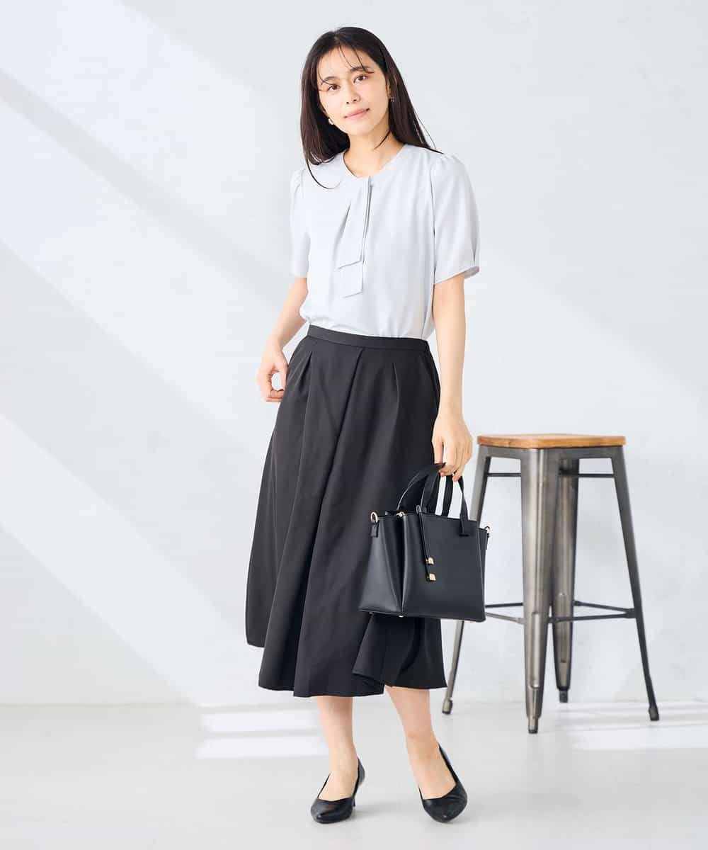 K2HHD31049 a.v.v(アー・ヴェ・ヴェ) 【洗える】フロントタックフレアスカート ライトイエロー