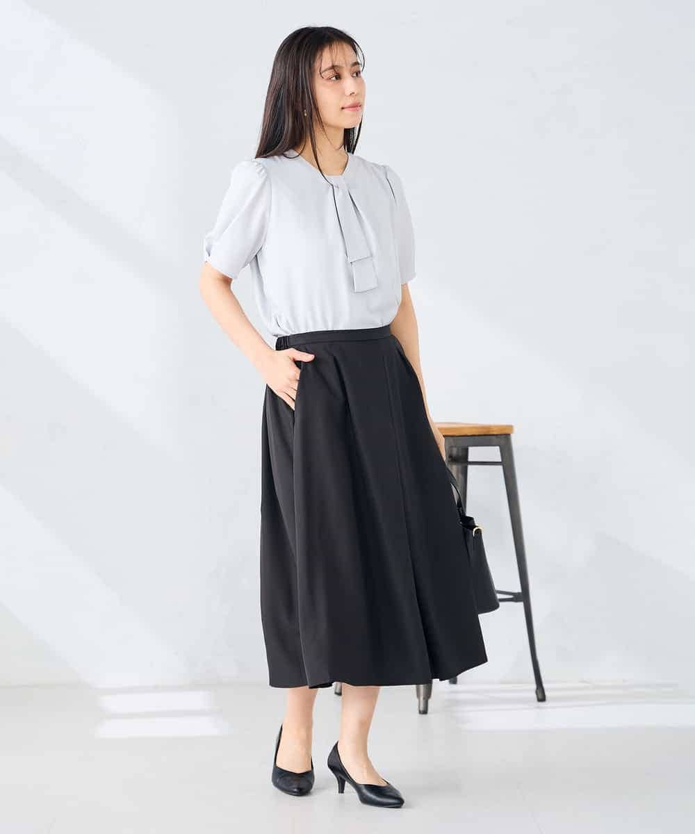 K2HHD31049 a.v.v(アー・ヴェ・ヴェ) 【洗える】フロントタックフレアスカート ライトイエロー