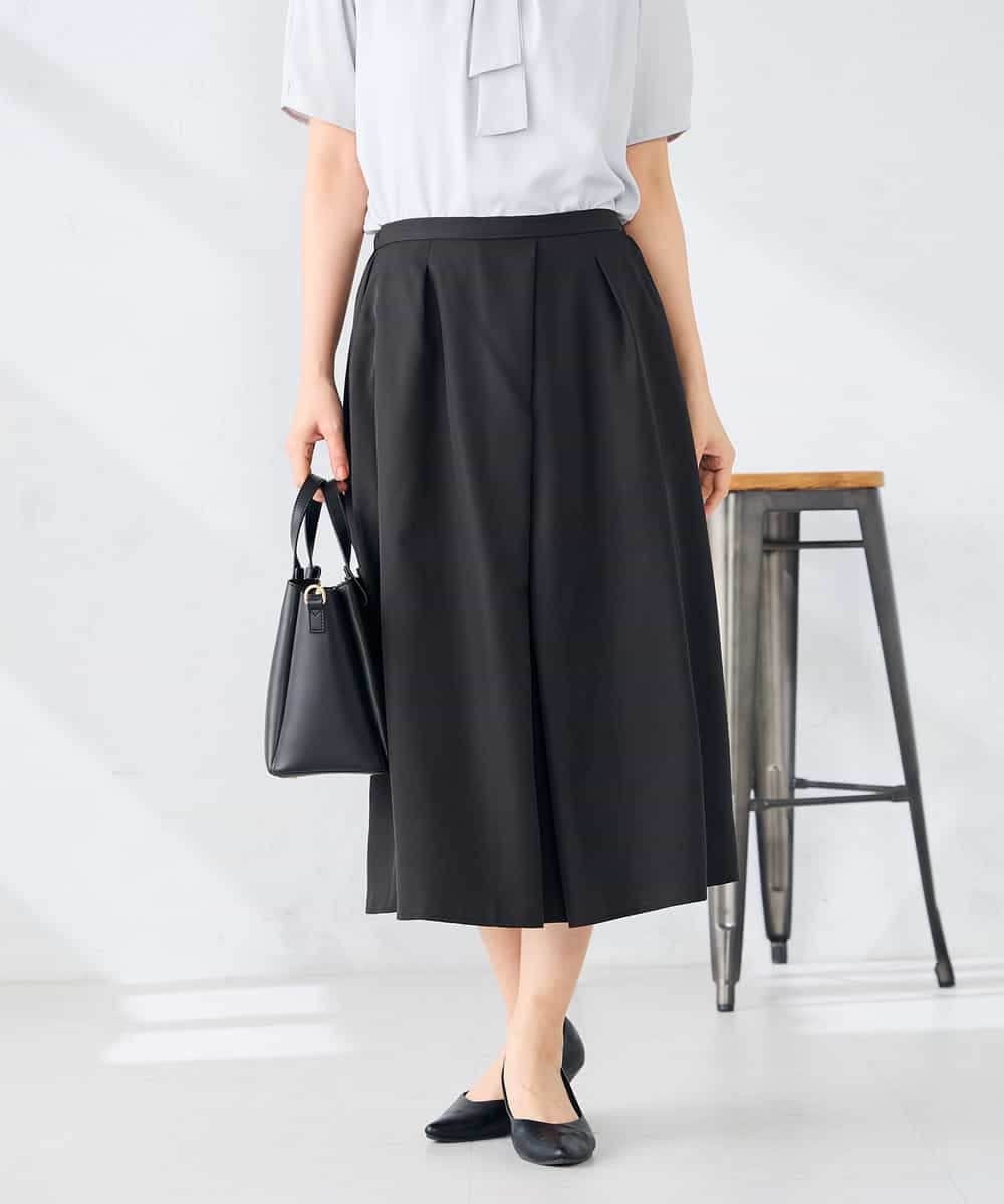 K2HHD31049 a.v.v(アー・ヴェ・ヴェ) 【洗える】フロントタックフレアスカート ブラック